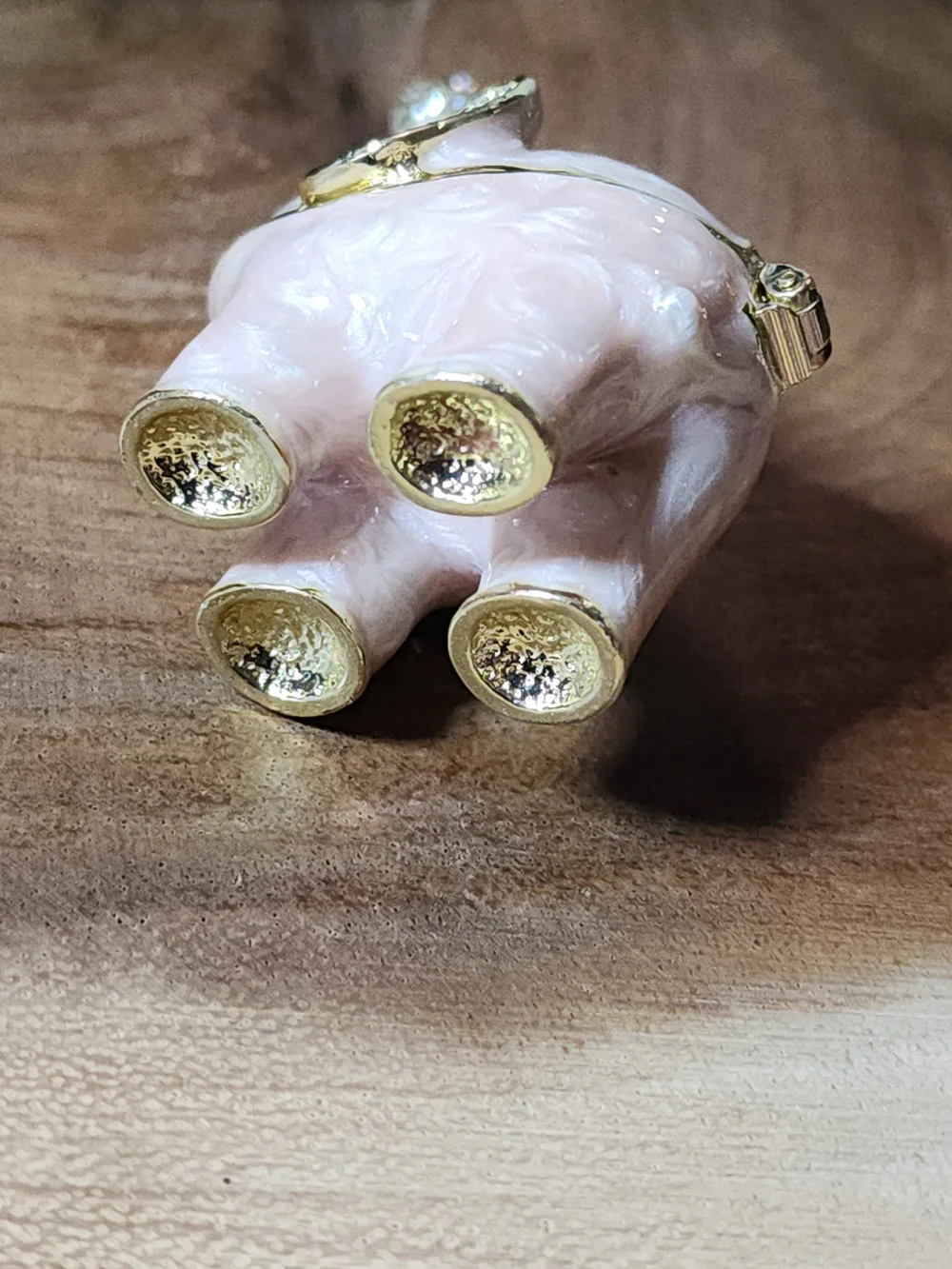 Adorable Baby Pink Elephant Enameled Jewelry Box Trinket Box